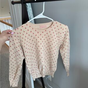 Urban Outfitters Cream Cherry Print Knit Sweater